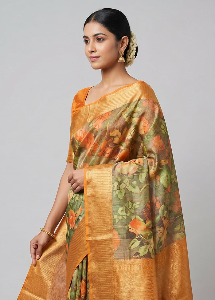 Multicolor Tissue Silk Saree With Blouse Piece