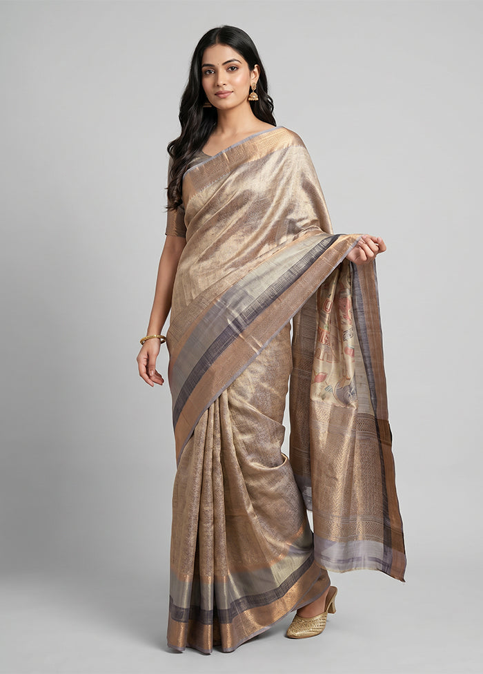 Pink Tissue Silk Saree With Blouse Piece