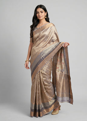 Pink Tissue Silk Saree With Blouse Piece