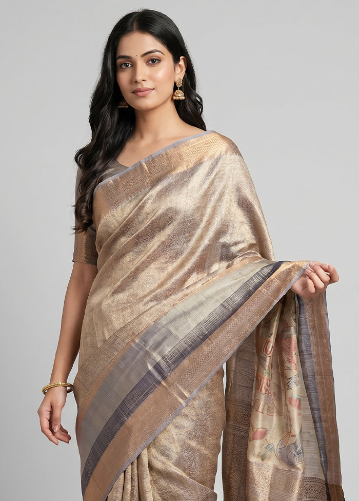 Pink Tissue Silk Saree With Blouse Piece
