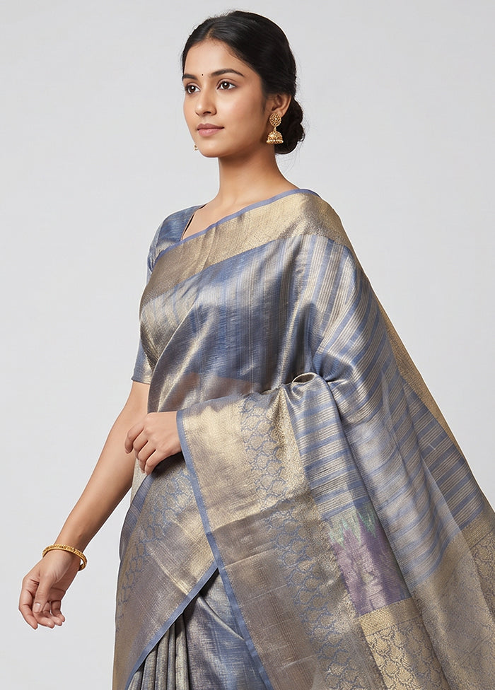Purple Tissue Silk Saree With Blouse Piece