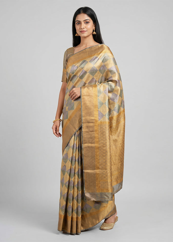 Multicolor Tissue Silk Saree With Blouse Piece