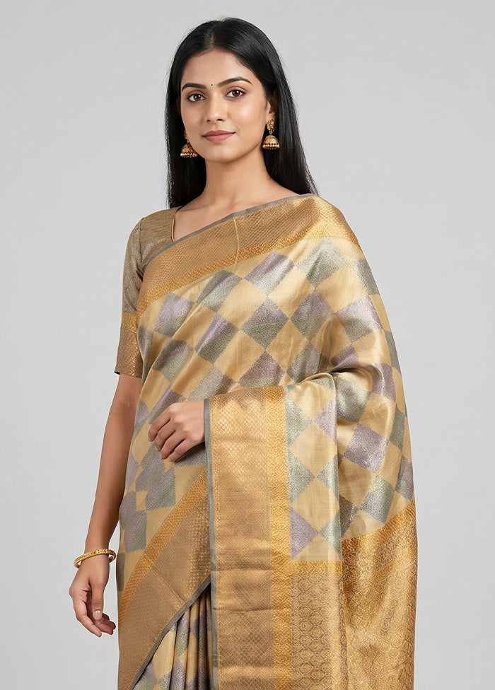 Multicolor Tissue Silk Saree With Blouse Piece