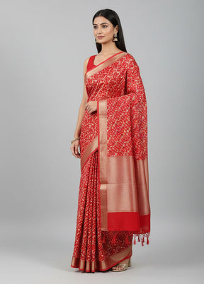 Pink Kora Silk Saree With Blouse Piece