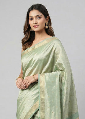 Green Tissue Silk Saree With Blouse Piece