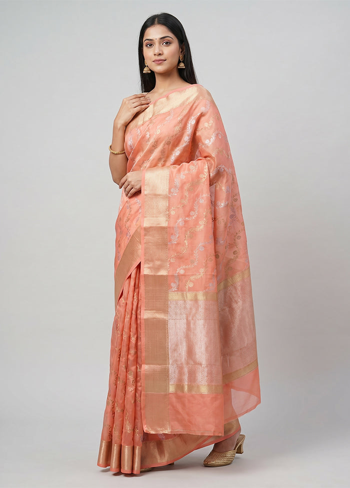 Pink Organza Saree With Blouse Piece