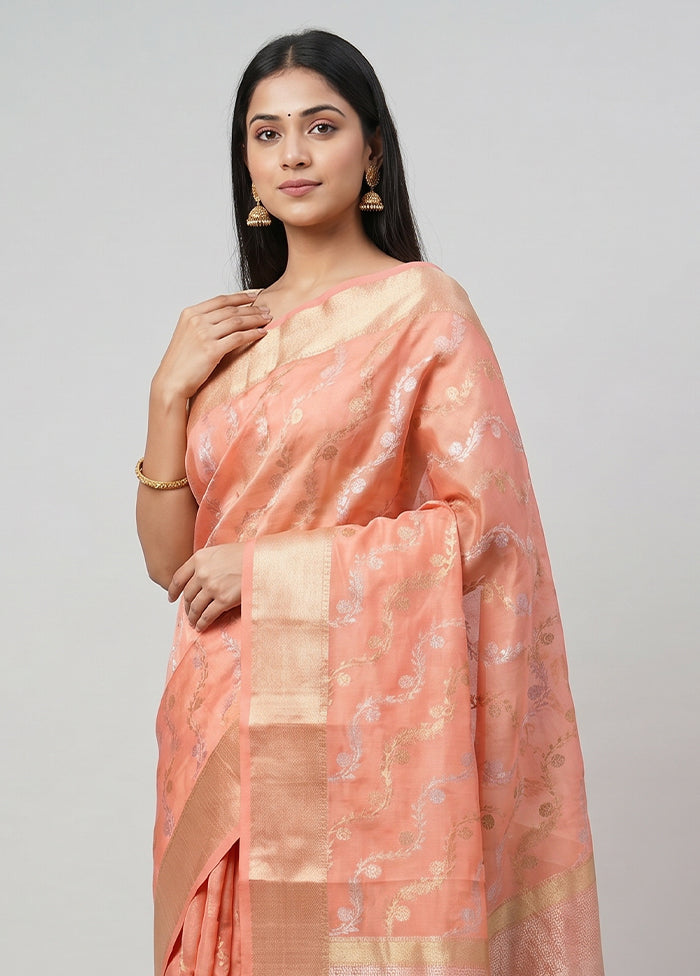 Pink Organza Saree With Blouse Piece