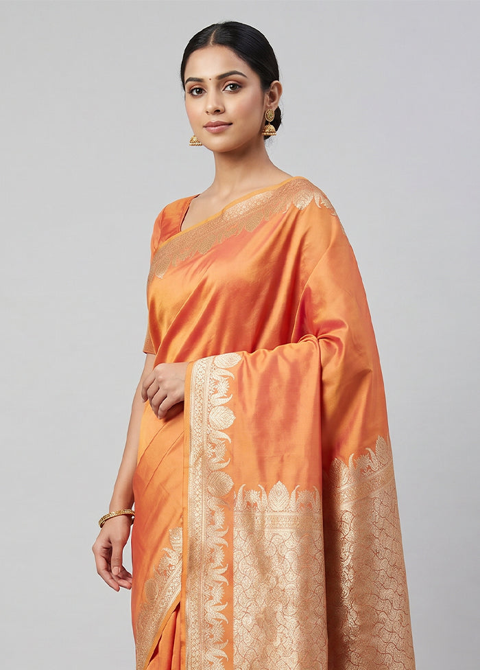 Yellow Katan Silk Saree With Blouse Piece