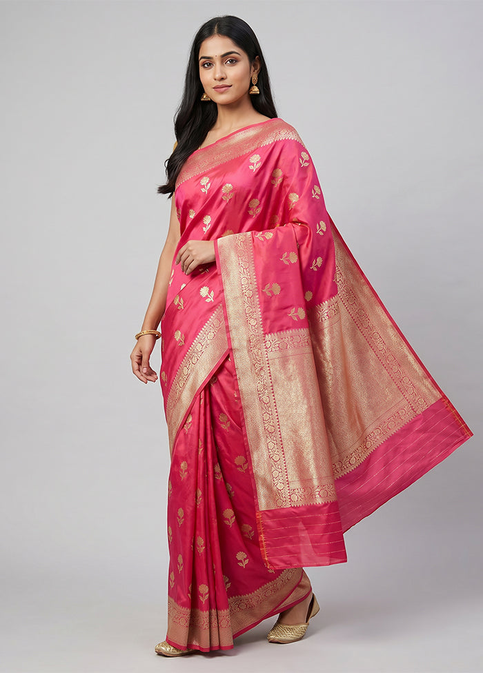 Pink Katan Silk Saree With Blouse Piece