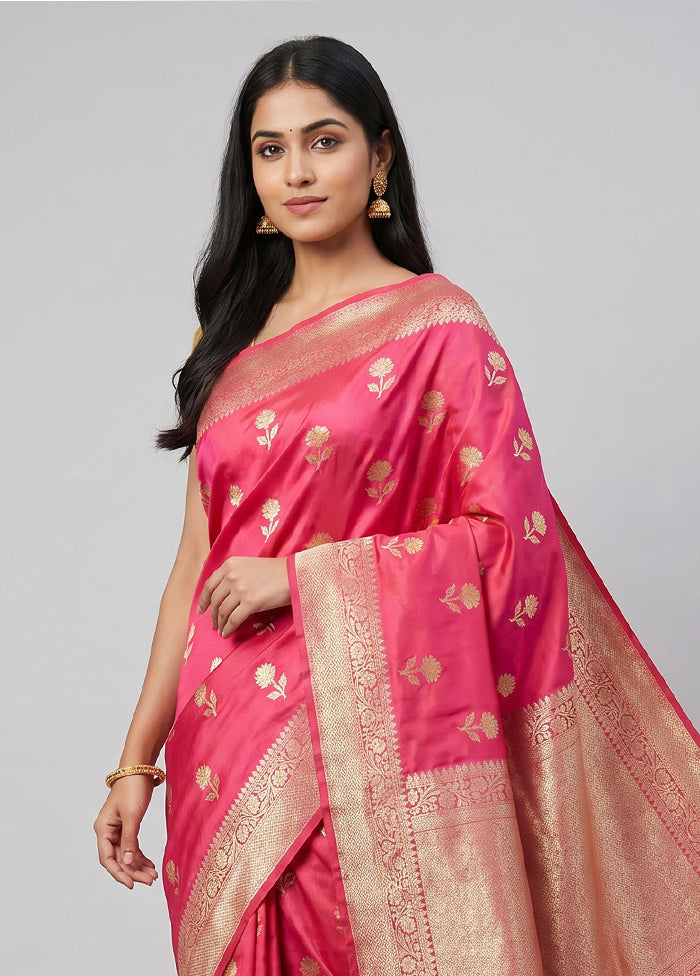 Pink Katan Silk Saree With Blouse Piece