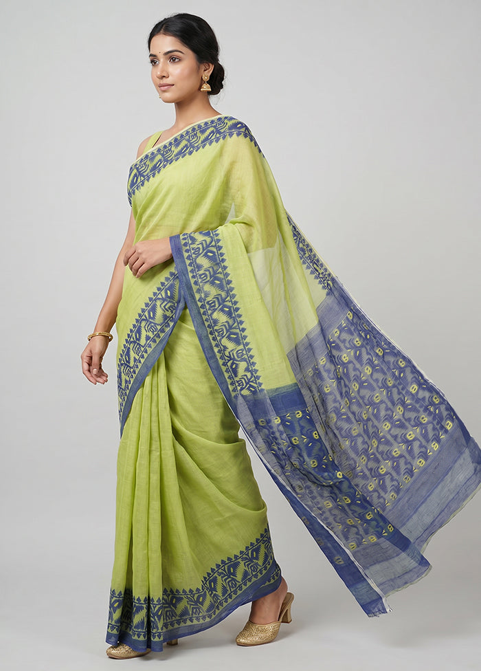 Grey Jamdani Cotton Saree Without Blouse Piece