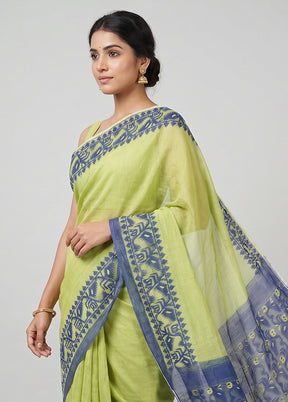 Grey Jamdani Cotton Saree Without Blouse Piece
