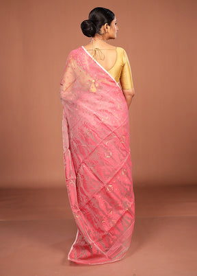 Pink Pure Cotton Jamdani Saree Without Blouse Piece