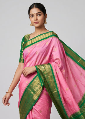 Purple Gadwal Silk Saree Without Blouse Piece