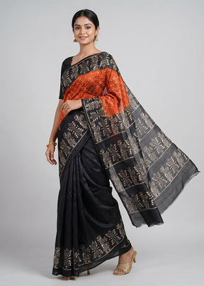 Maroon Printed Silk Saree Without Blouse Piece