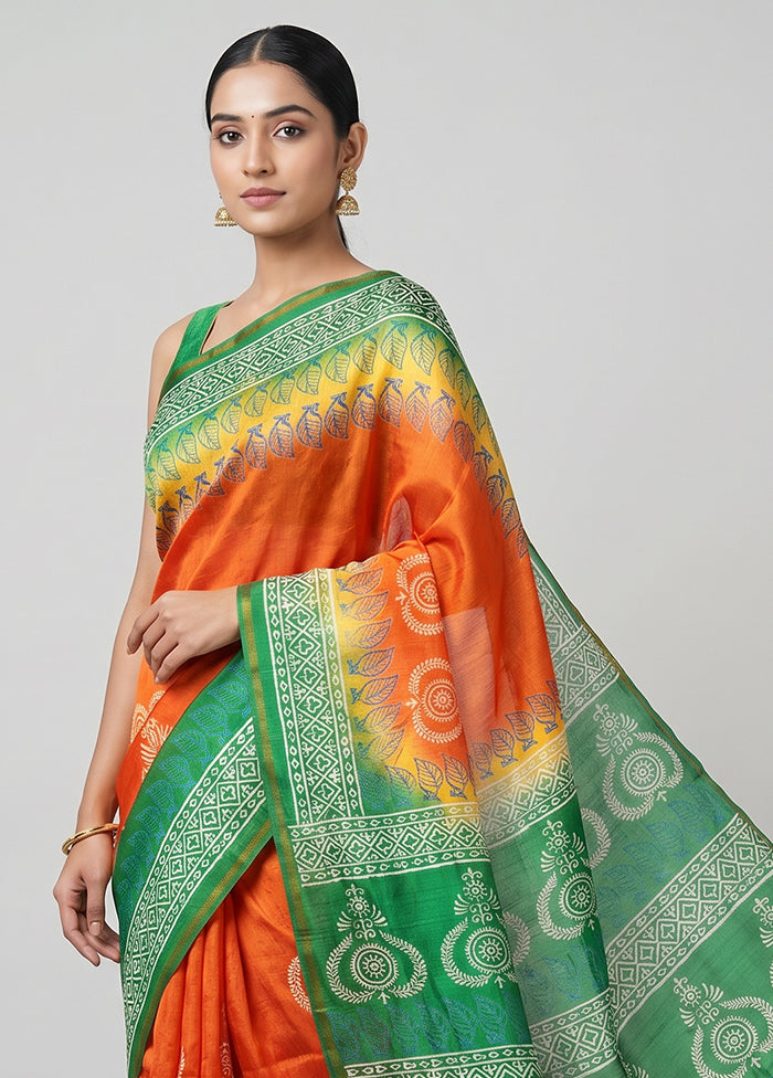 Pink Printed Pure Silk Saree Without Blouse Piece