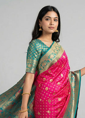 Pink Dupion Silk Saree With Blouse Piece