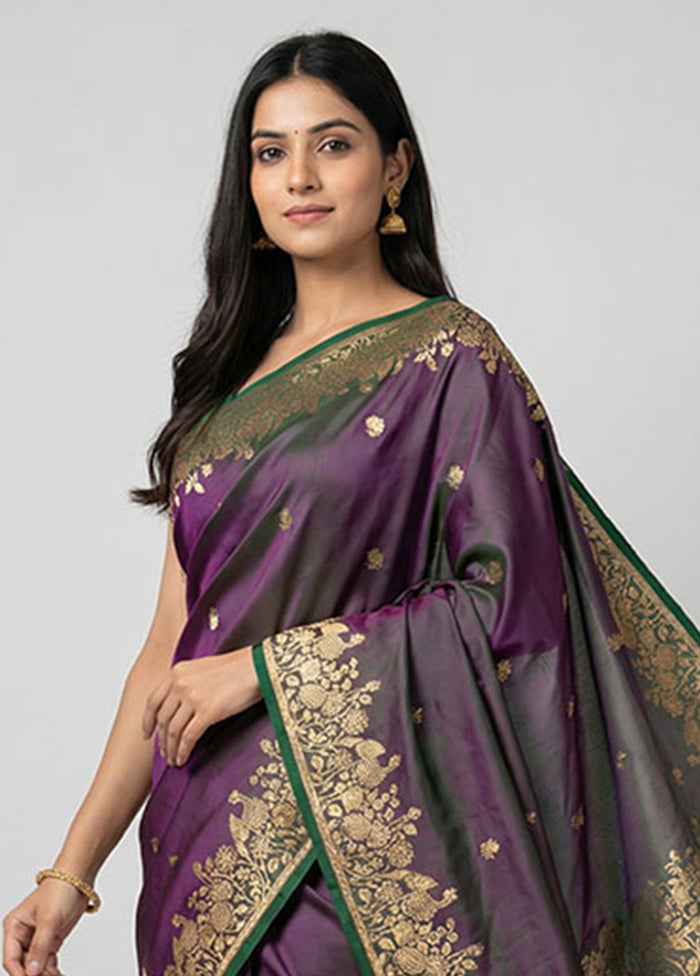 Green Banarasi Silk Saree With Blouse Piece