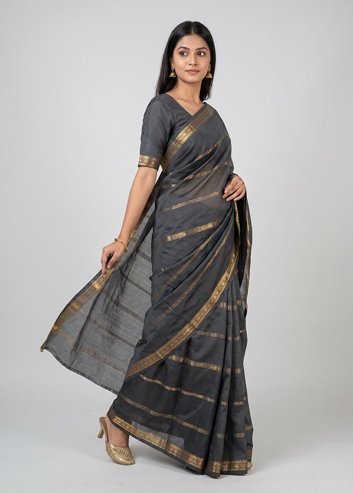 Black Kanjivaram Silk Saree With Blouse Piece
