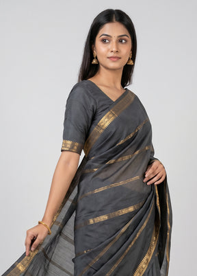 Black Kanjivaram Silk Saree With Blouse Piece