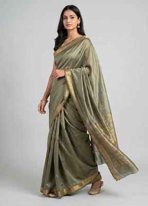 Green Kanjivaram Silk Saree With Blouse Piece