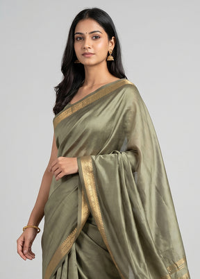Green Kanjivaram Silk Saree With Blouse Piece