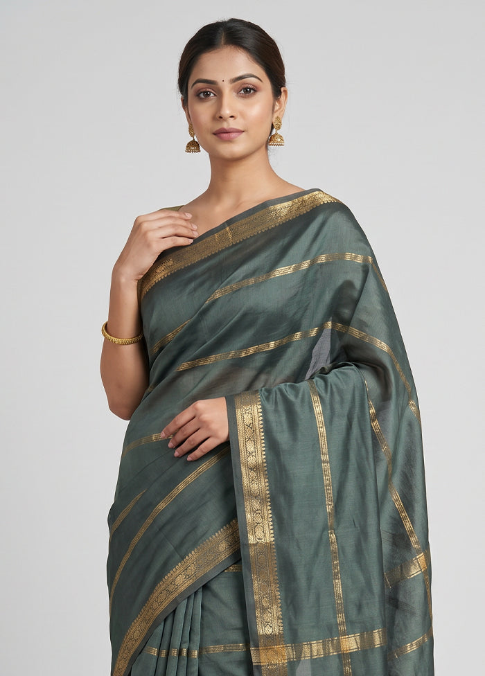Black Kanjivaram Silk Saree With Blouse Piece