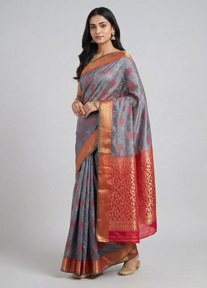 Green Dupion Silk Saree With Blouse Piece