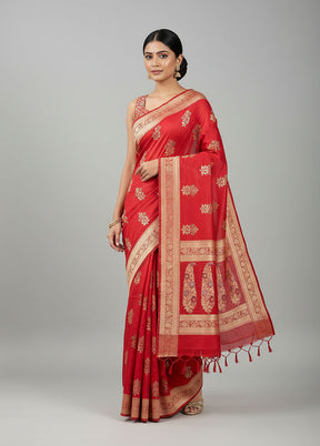 Pink Katan Silk Saree With Blouse Piece