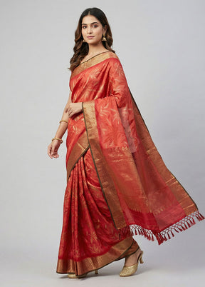 Pink Dupion Silk Saree With Blouse Piece