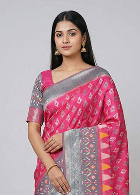Pink Dupion Silk Saree With Blouse Piece