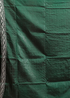 Green Handloom Kantha Stitch Pure Silk Saree With Blouse Piece