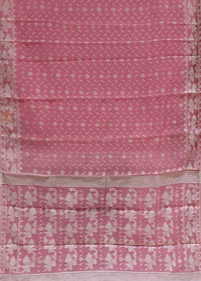 Pink Jamdani Cotton Saree Without Blouse Piece