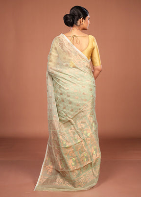 Grey Jamdani Cotton Saree Without Blouse Piece