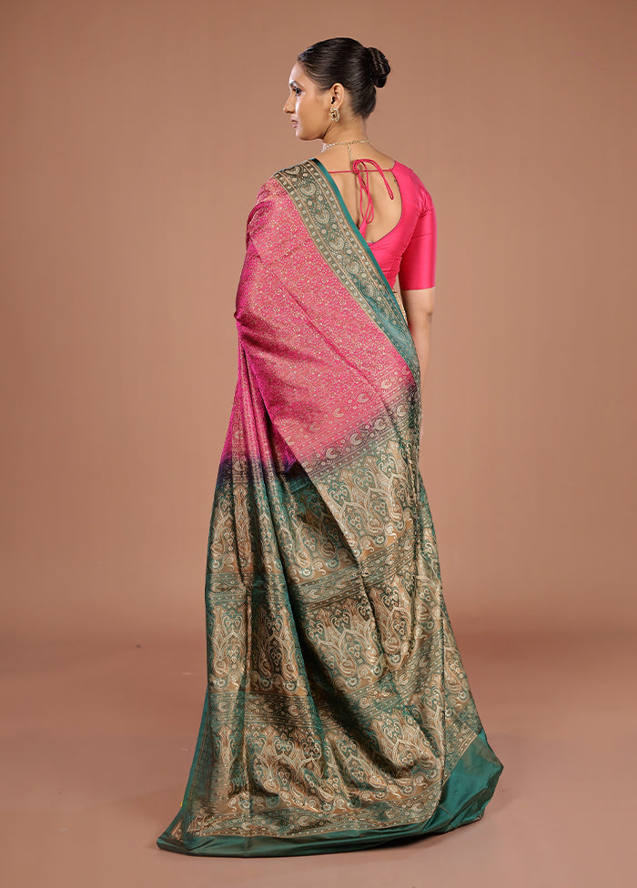 Pink Handloom Jamewar Pure Silk Saree With Blouse Piece