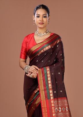 Maroon Kanjivaram Silk Saree With Blouse Piece