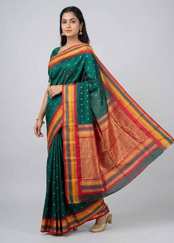 Green Kanjivaram Silk Saree With Blouse Piece