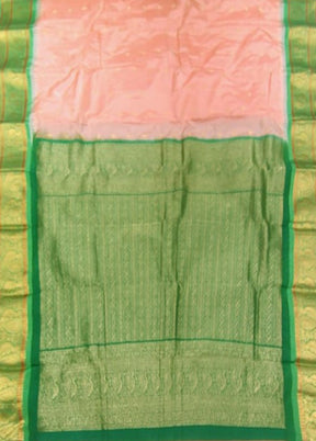 Pink Handloom Kanjivaram Pure Silk Saree With Blouse Piece