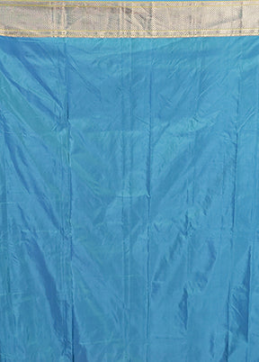 Blue Handloom Kanjivaram Pure Silk Saree With Blouse Piece