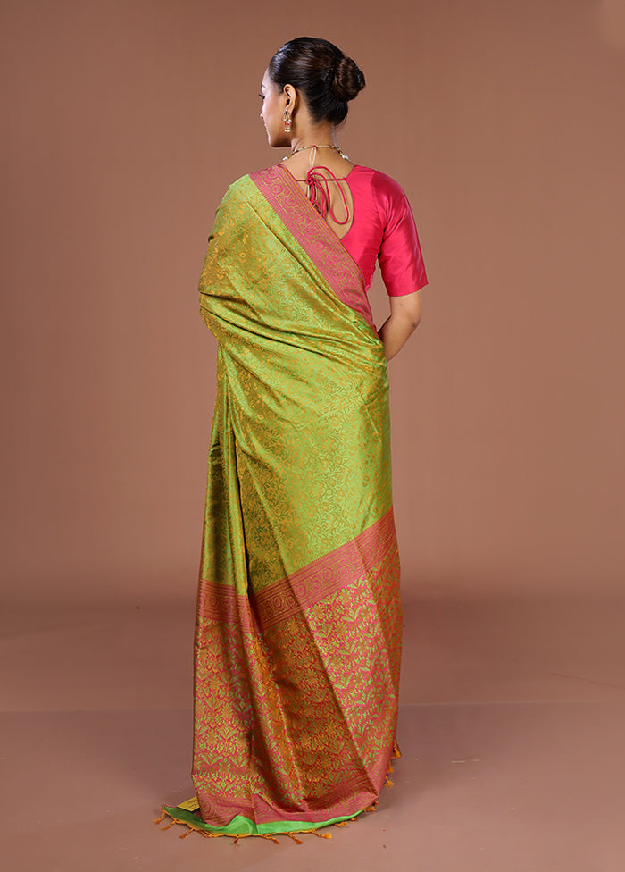 Green Kanjivaram Silk Saree With Blouse Piece