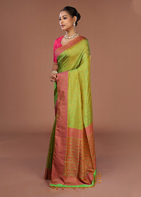 Green Kanjivaram Silk Saree With Blouse Piece