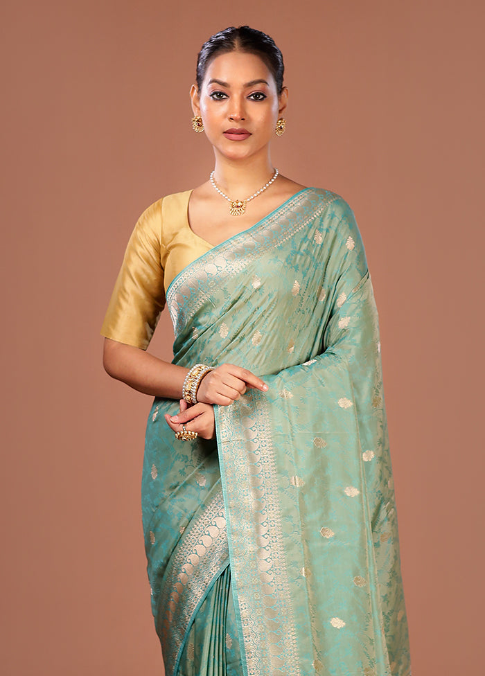 Blue Kanjivaram Silk Saree With Blouse Piece