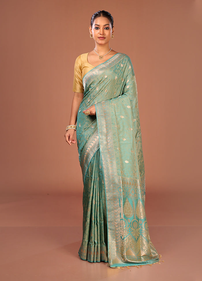Blue Kanjivaram Silk Saree With Blouse Piece