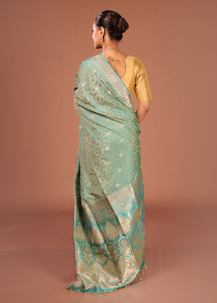 Blue Kanjivaram Silk Saree With Blouse Piece
