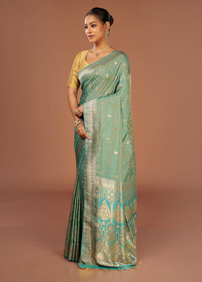 Blue Kanjivaram Silk Saree With Blouse Piece