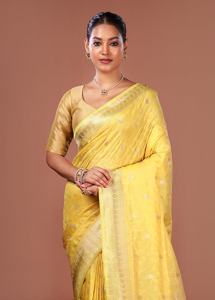 Yellow Kanjivaram Silk Saree With Blouse Piece