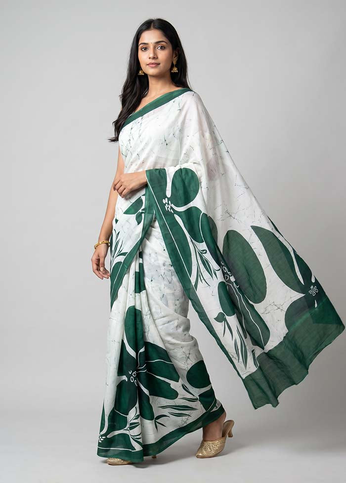 Green Chiffon Silk Saree With Blouse Piece