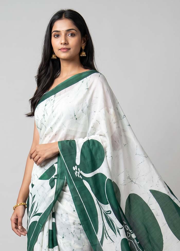 Green Chiffon Silk Saree With Blouse Piece