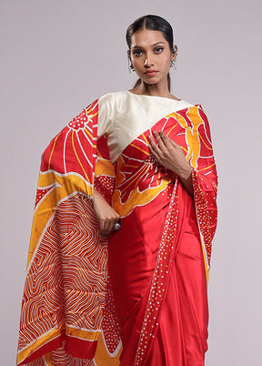Red Georgette Saree With Blouse Piece