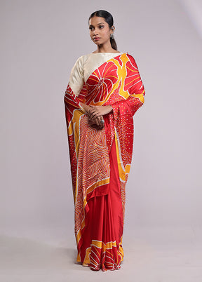 Red Georgette Saree With Blouse Piece